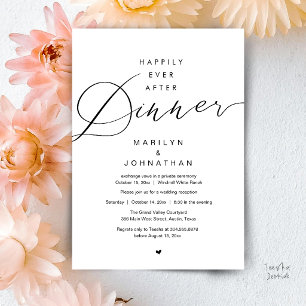 Happily Ever After Dinner Wedding Reception Black Invitation