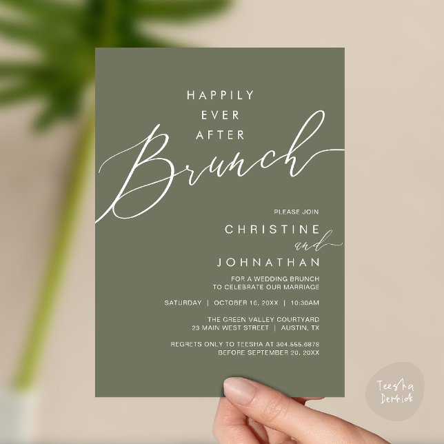 Happily Ever After Dinner Wedding Reception Dinner Invitation (Happily Ever After Brunch Post Wedding Reception Invitation Card in Sage Green)