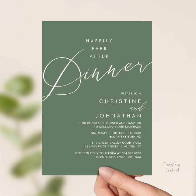 Happily Ever After Dinner Wedding Reception Dinner Invitation (Happily Ever After Dinner Wedding Reception Dinner Invitation Card in Sage Green)