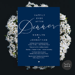 Happily Ever After Dinner Wedding Reception Navy Invitation