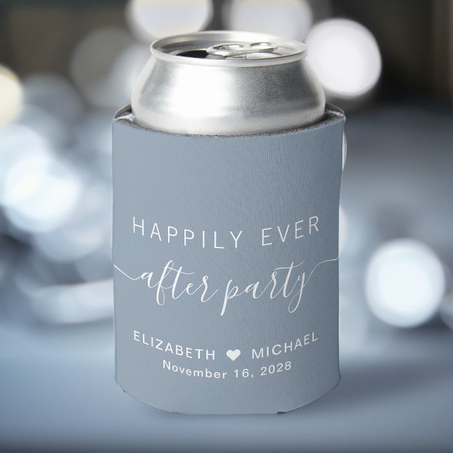 Happily Ever After Dusty Blue Wedding Reception Can Cooler (Creator Uploaded)