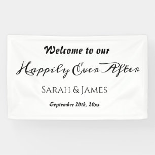 Happily Ever After Elegant Black & White Wedding Banner