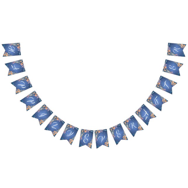 Happily Ever After Elegant Gentian Violet Floral Bunting (All)