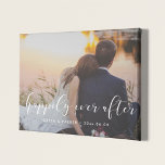 Happily ever after elegant overlay wedding photo faux canvas print<br><div class="desc">Showcase your favourite wedding pictures with this modern faux canvas print,  with the words Happily ever after in a beautiful text overlay. You can easily change the colour and size of the text to fit your picture.</div>