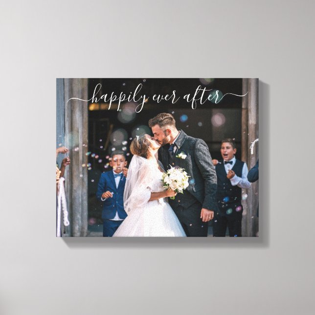 Happily Ever After Elegant Photo Wedding Canvas Print (Front)