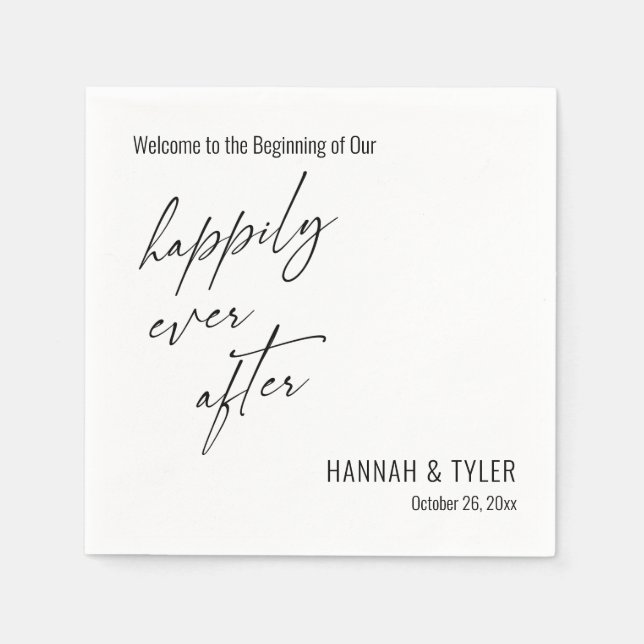 Happily Ever After Elegant Simple Typography Napkin (Front)