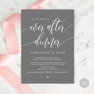 Happily Ever After Elopement Dinner, Dark Grey Invitation