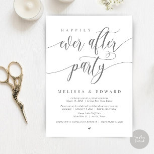 Happily Ever After Elopement Party, Dark Grey Invitation