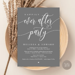 Happily Ever After Elopement Party, Dark Grey Invitation