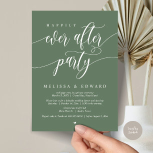 Happily Ever After Elopement Party, Sage Green Invitation