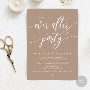 Happily Ever After Elopement Party, Warm Taupe Invitation