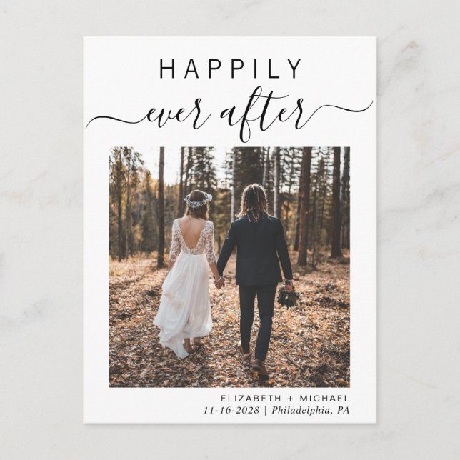 Happily Ever After Elopement Wedding Announcement Postcard (Front)