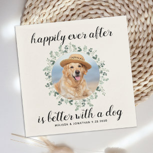 Happily Ever After Eucalyptus Custom Photo Wedding Napkin