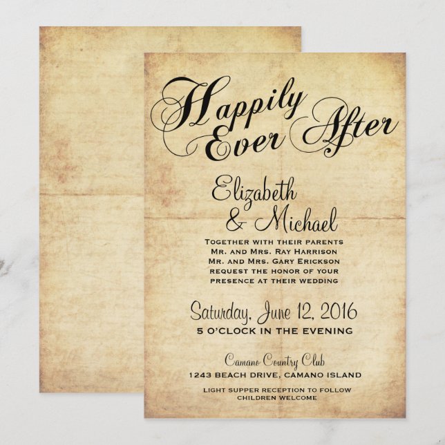 Happily Ever After Fairytale Wedding Invitation (Front/Back)