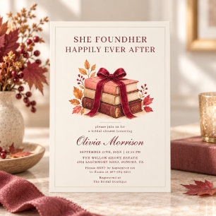 Happily Ever After Fall Bow Book Bridal Shower Invitation