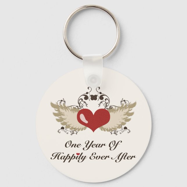 Happily Ever After First Anniversary Key Chain (Front)