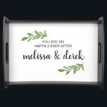 Happily Ever After Foliage Couples Serving Tray<br><div class="desc">This serving tray is perfect for wedding,  anniversary gift or the text can be customised to whatever you wish.</div>