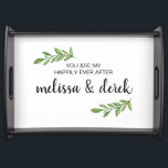 Happily Ever After Foliage Couples Serving Tray<br><div class="desc">This serving tray is perfect for wedding,  anniversary gift or the text can be customised to whatever you wish.</div>