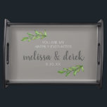 "Happily Ever After" Foliage Wedding Personalised Serving Tray<br><div class="desc">This serving tray is perfect for wedding,  anniversary gift or the text can be customised to whatever you wish. Email me @ JMR_Designs@yahoo.com if you need assistance or have any special requests. #wedding #anniversay #gifts</div>