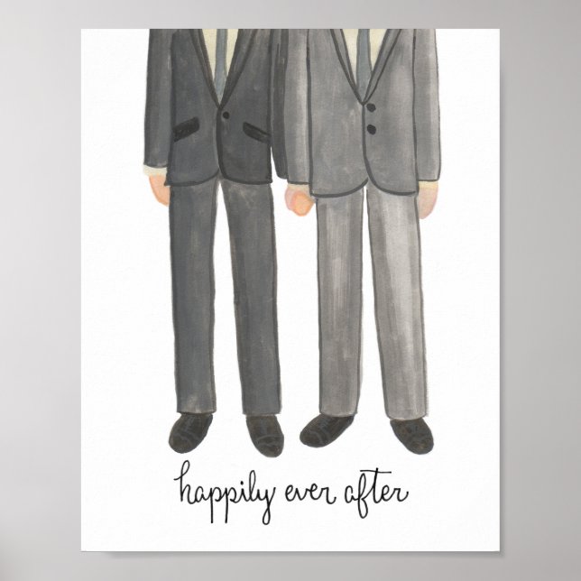 Happily Ever After, Gay Wedding Couple art print (Front)