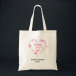 Happily Ever After Glittery Pink Hearts Wedding Tote Bag<br><div class="desc">A wedding tote bag. Designed with a romantic illustration of a bunch of little pink glittering hearts forming a heart-shaped frame. Inside it says "Happily Ever After" in a trendy handwritten style font. Personalise with the bride and groom's names and wedding date.</div>