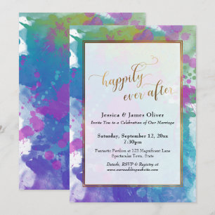 Happily Ever After Gold Colourful Artsy Reception Invitation
