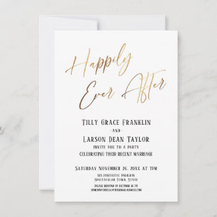 Happily Ever After Gold Elegant Wedding Party Invitation