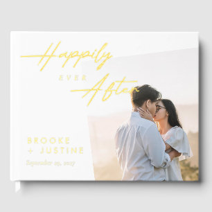 Happily Ever After Gold Foil Photo Wedding Guest Book