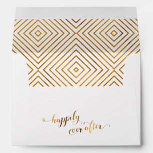 Happily Ever After Gold Hearts Script Personalised Envelope