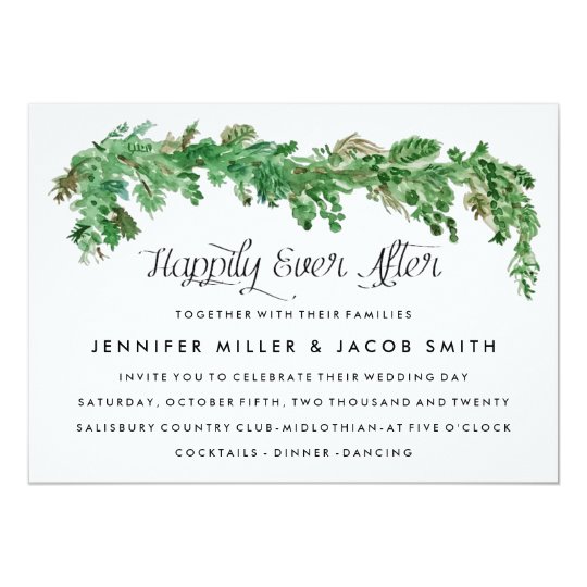 Happily Ever After Greenery Wedding Invitation