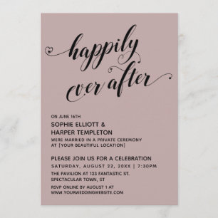 Happily Ever After Hearts Dusty Rose Party Invitation