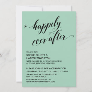 Happily Ever After Hearts Light Green Reception Invitation