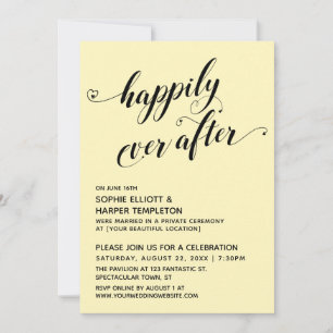 Happily Ever After Hearts Pale Yellow Reception Invitation