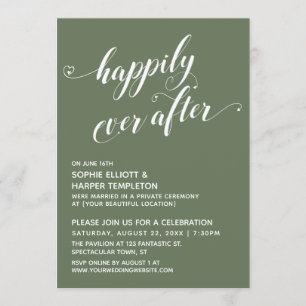 Happily Ever After Hearts Script Olive Reception Invitation