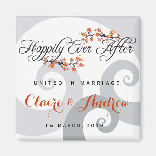 Happily Ever After Hibiscus Swirl Tropical Wedding Magnet