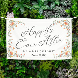 Happily Ever After Just Married Car Banner