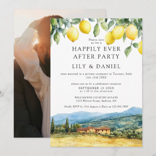 Happily Ever After Lemons Tuscany Photo Wedding Invitation