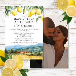 Happily Ever After Lemons Tuscany Photo Wedding Invitation