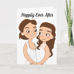 Happily Ever After Lesbian Wedding Congratulations Card