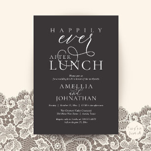 Happily Ever After Lunch Classy Wedding Elopement Invitation