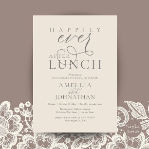 Happily Ever After Lunch Classy Wedding Elopement Invitation