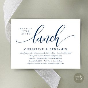 Happily Ever After Lunch Elopement, Modern Script Invitation