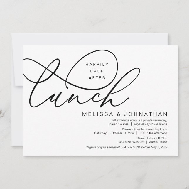 Happily Ever After Lunch, Wedding Elopement Invitation (Front)