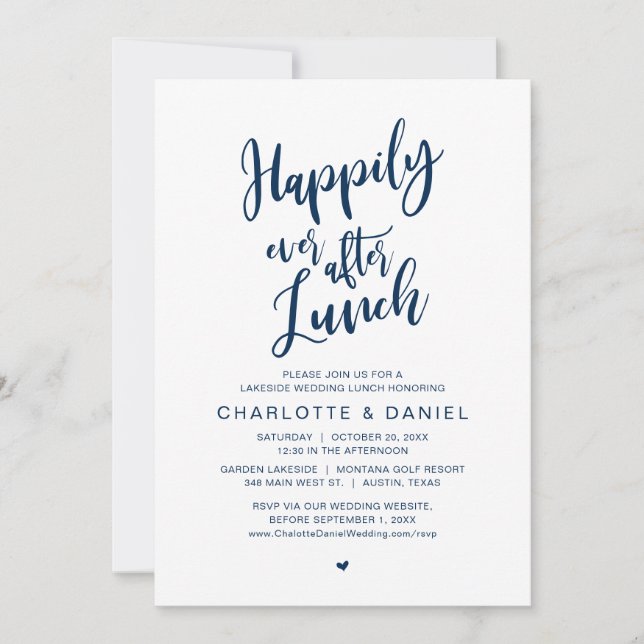 Happily Ever After Lunch, Wedding Elopement Invitation (Front)