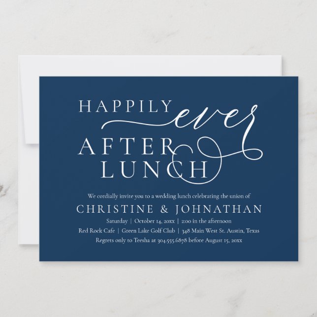 Happily Ever After Lunch, Wedding Elopement Invitation (Front)