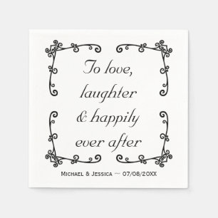 Happily Ever After Minimalist Quote Custom Wedding Napkin