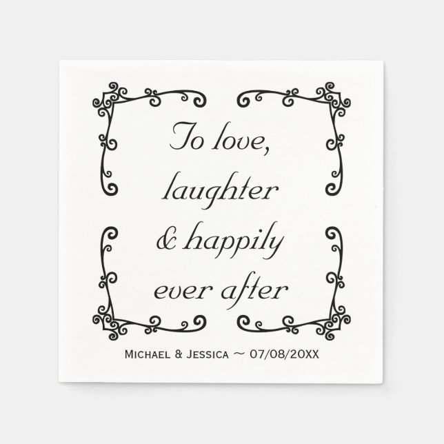 Happily Ever After Minimalist Quote Custom Wedding Napkin (Front)