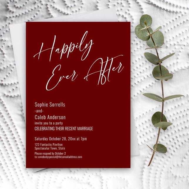 Happily Ever After Modern Elegant Burgundy Invitation (Creator Uploaded)