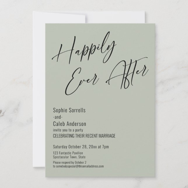 Happily Ever After Modern Elegant Sage Green Invitation (Front)