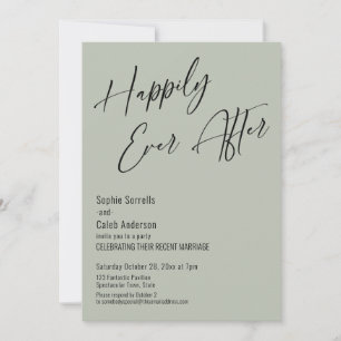 Happily Ever After Modern Elegant Sage Green Invitation